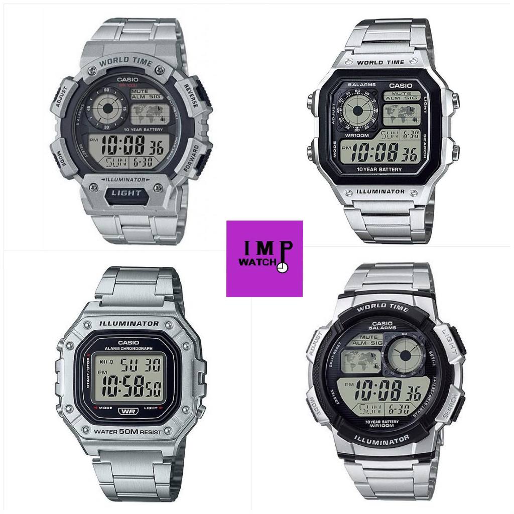 Casio นาฬิกาข้อมือผู้ชาย รุ่น AE-1200WHD-1-AE-1000WD-1A-AE-1400WHD-1A-W-218HD-1 สายสเตนเลส ประกันCmg 1 ปี