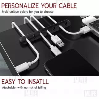 MLIFE - ซิลิโคนจัดระเบียบสาย ที่ยึดสาย USB สายเคเบิล ที่เก็บสายชาร์จ รางเก็บสายไฟ 3 / 5 / 7 ช่อง - Cable Organizer Clips