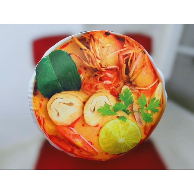 หมอนพิมพ์ลายต้มยำกุ้ง ขนาด 45-50ซม หมอนอิงตกแต่งร้าน ของขวัญสุดเก๋