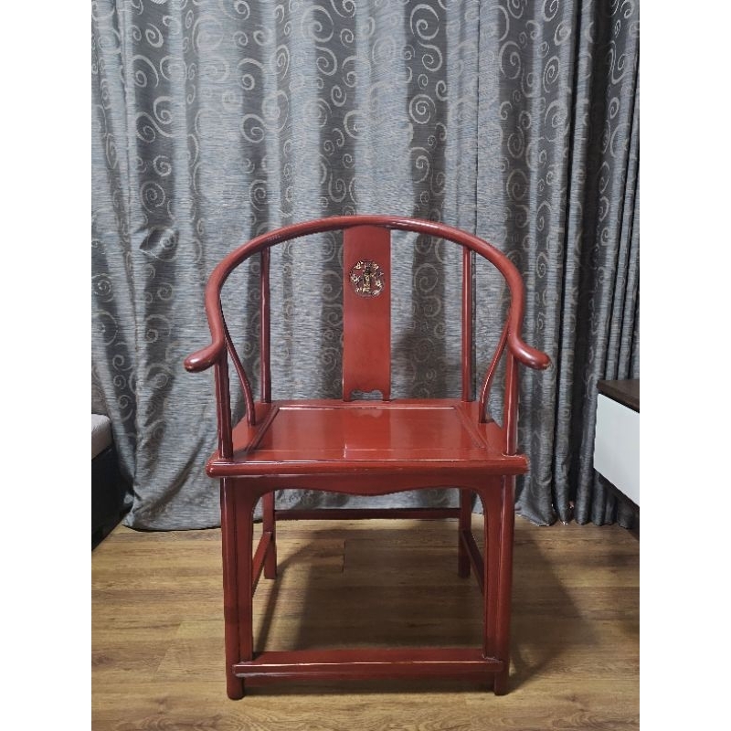 เก้าอี้ไม้แอนทีค ทรงจีนโบราณ Modern Antique (สีแดง) พร้อมส่งจากไทย