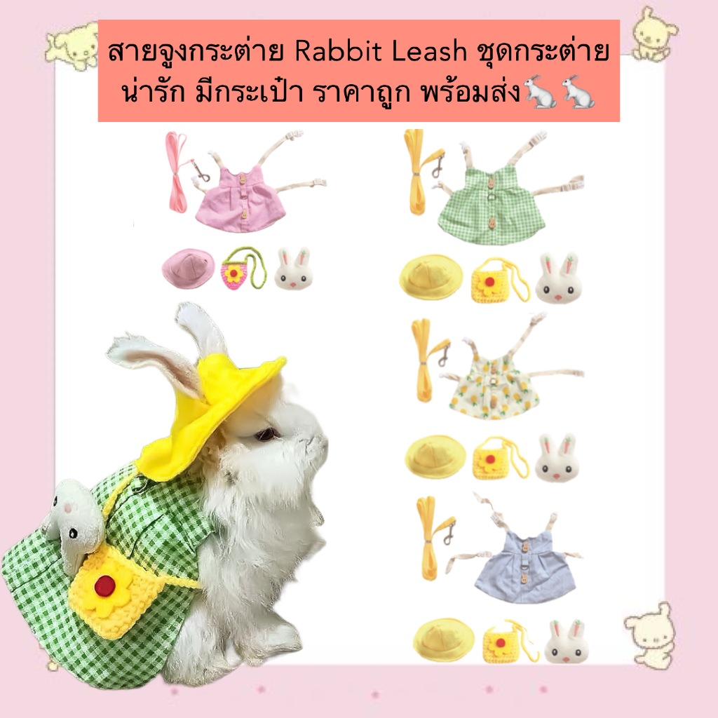 PP-873 สายจูงกระต่าย Rabbit Leash พร้อมชุดสุดน่ารัก มีกระเป๋าในตัว ราคาสบายกระเป๋า จัดส่งไว 🐇🐇
