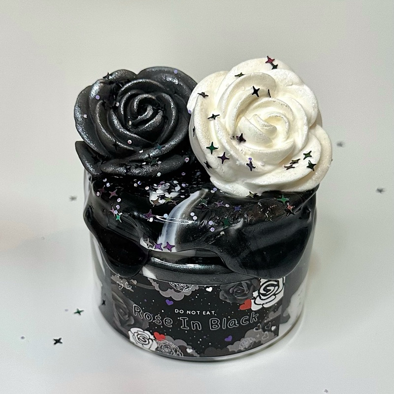 สไลม์ DIY 🌹Rose in black🖤🤍 (สไลม์เบสสีมุก) | sss slime