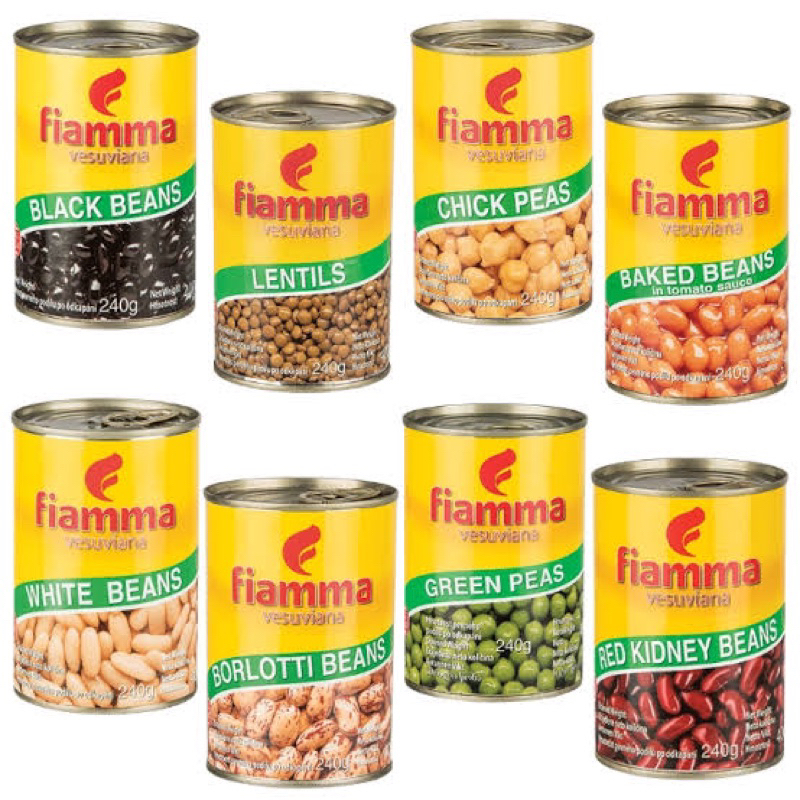 F Fiamma beans ถั่วกระป๋องนำเข้าจากอิตาลี🇮🇹 fl 400 g. ถั่วลันเตา/ แดง/ ดำ/เบอร์ทอตตี้/บัตเตอร์บีนส์/เลนทิล/4ถั่ว/ถั่วขาว