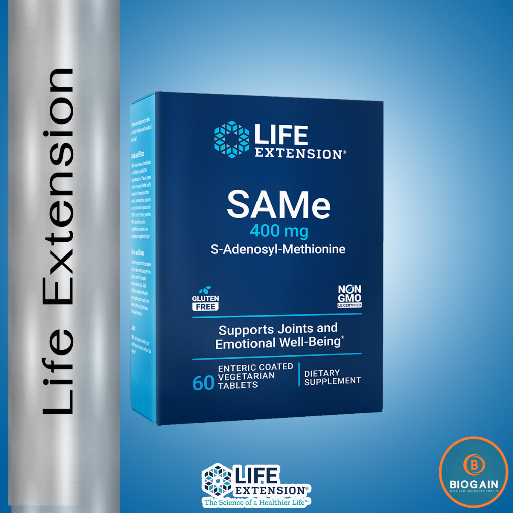 Life Extension SAMe (S-Adenosyl-Methionine) 400 mg / 60 Enteric-Coated Vegetarian Tablets