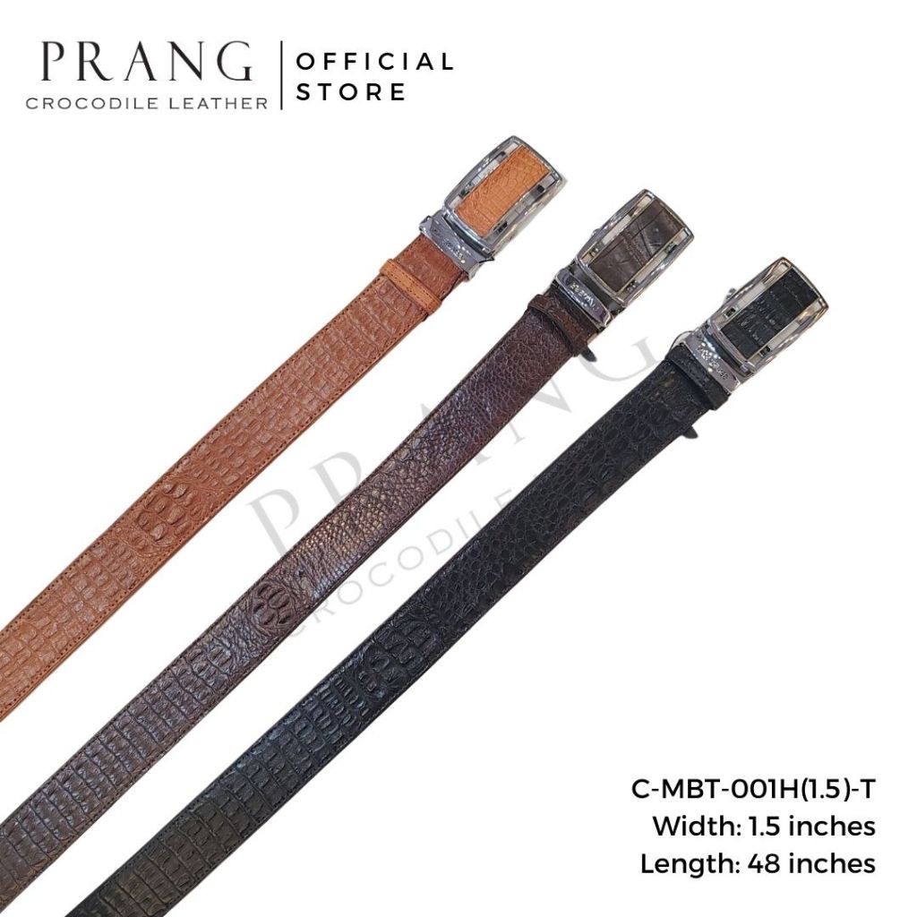 Prang Crocodile Leather Belt (Hornback) เข็มขัดหนังจระเข้ หนังหัวถึงหาง C-MBT-001H(1.5)-T