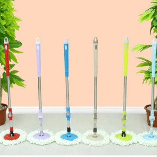 AT.Topmall ไม้ถูพื้น Spin Mop 360 องศา ด้ามสแตนเลส (ปรับสูงไ…