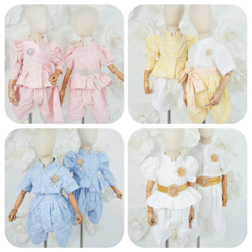 ชุดไทยประยุกต์ สำหรับเด็ก 1-15ปี ชุดไทยลายดอก ชุดไทยลูกสาว ลูกชาย เสื้อ โจงกระเบน l Kidswear Thailan