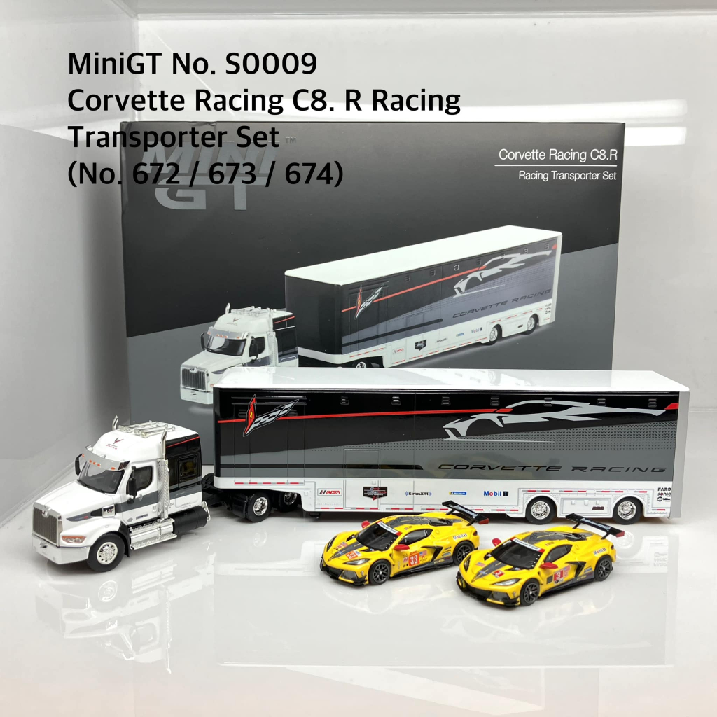 Mini GT  No.S0009 Corvette Racing C8.R Racing Transporter Set