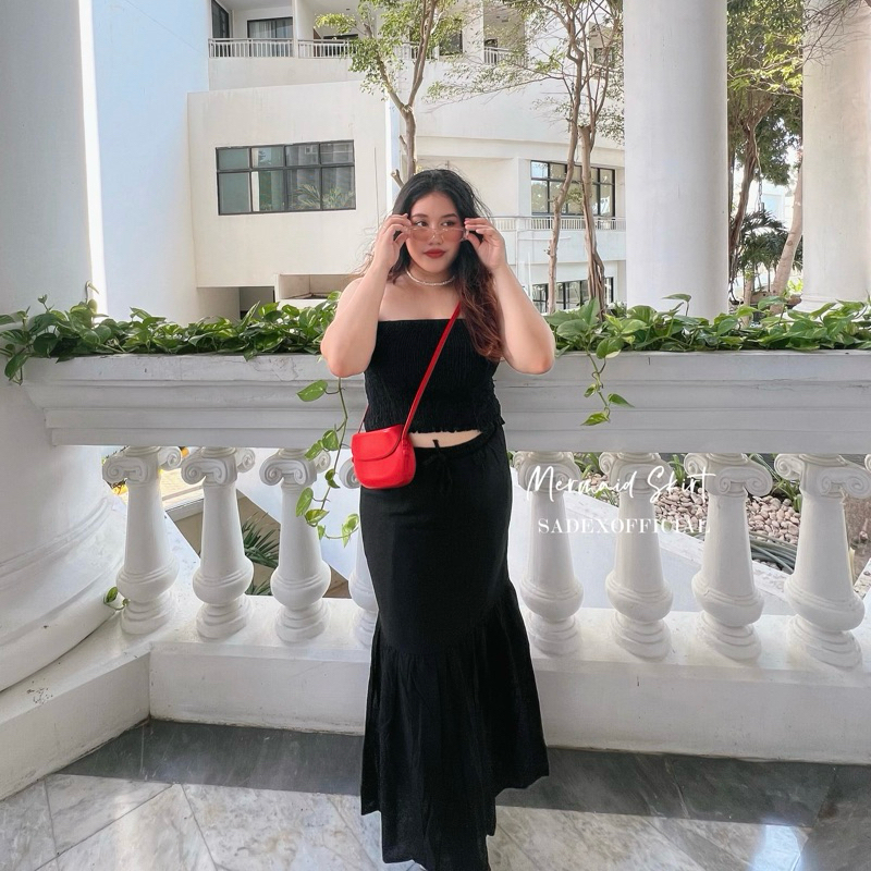 Linin Mermaid Skirt : กระโปรงยาว ทรงหางปลา ผ้าลินินมี 5 สี [เอย24“-42“]