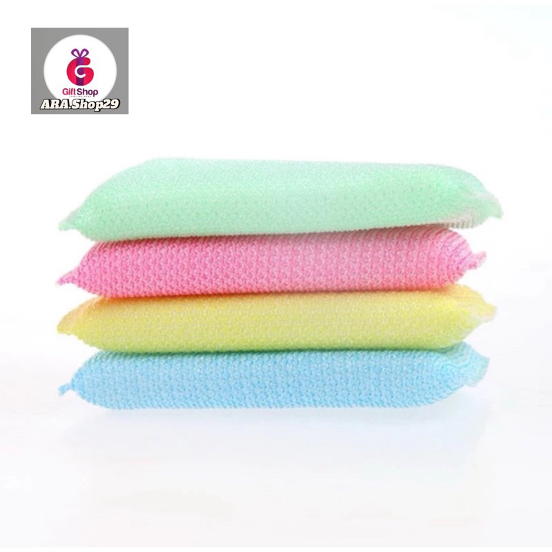 R-027 พร้อมส่งในไทย ฟองน้ำหุ้มตาข่าย ฟองน้ำล้างจาน ทำความสะอาด ครัวเรือน