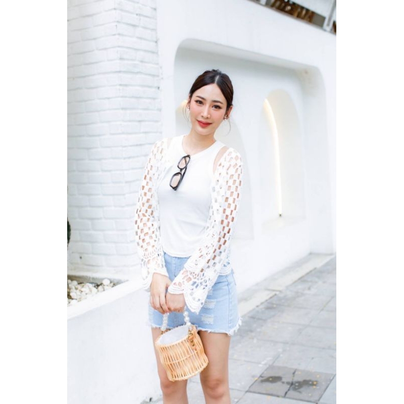 GoodNine พร้อมส่ง เสื้อคลุมไหมพรมถักตาข่ายแต่งดีเทลกระเป๋าหน้า 2 ข้างใช้ได้จริงแมทได้กับทุกลุคผ้านิ่มยืดหยุ่นเยอะป้ายypy - รูปที่ 5