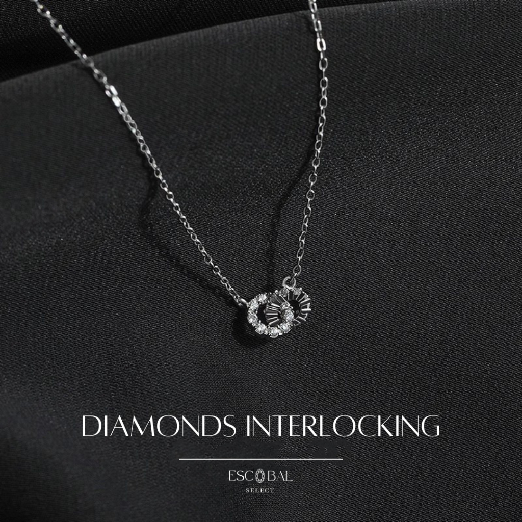 ESCOBAL สร้อยคอเงินแท้ Diamonds interlocking จี้สร้อยคอ สร้อยคอเพชร สร้อยคอผู้หญิง วาเลนไทน์