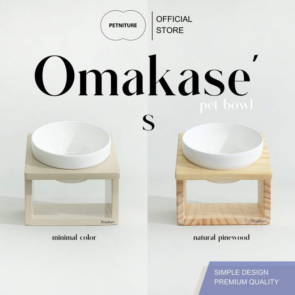 𝗣𝗘𝗧𝗡𝗜𝗧𝗨𝗥𝗘ミ𝖮𝖬𝖠𝖪𝖠𝖲𝖤' 𝖣𝖨𝖭𝖤 𝖳𝖠𝖡𝖫𝖤 Size ''S+''ชามอาหารสัตว์เลี้ยงเพื่อสุขภาพ ยกสูง ฐานเอียงแบบ1ช่อง