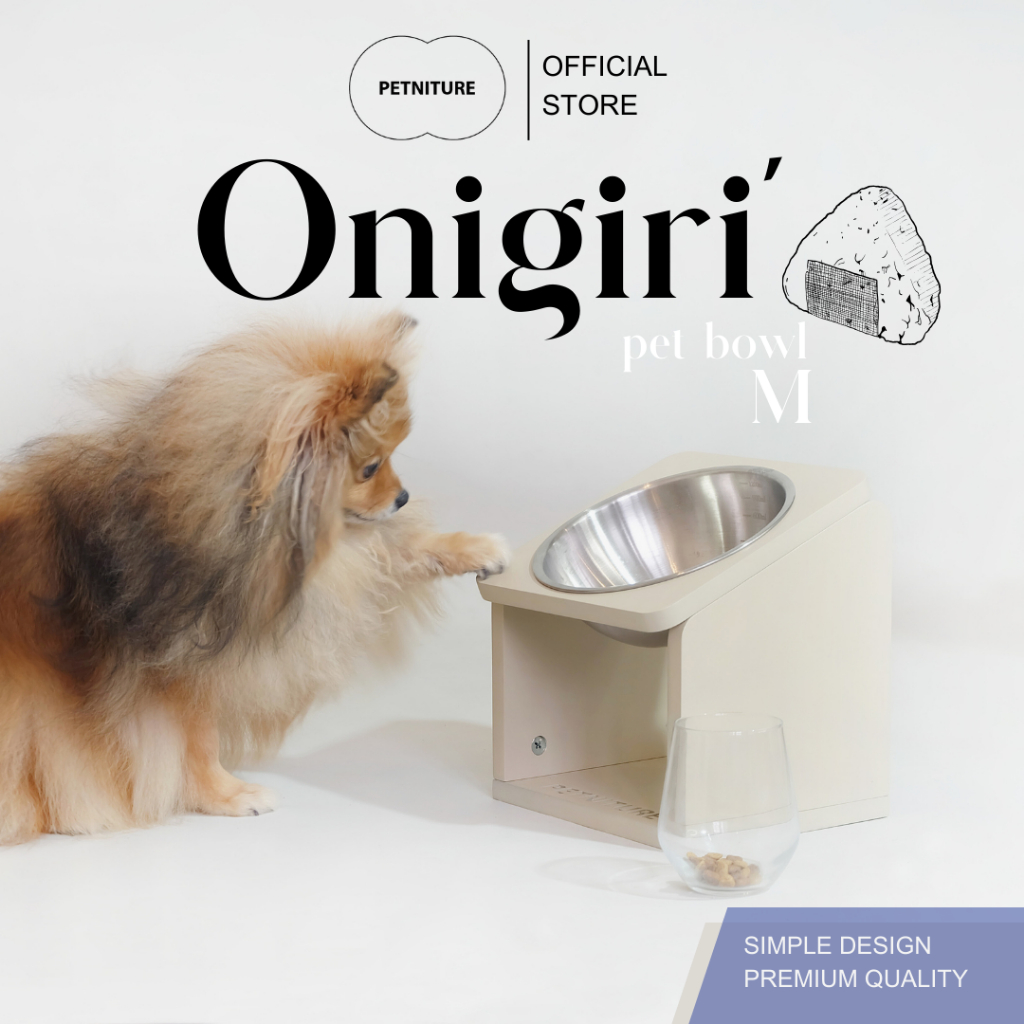 𝗣𝗘𝗧𝗡𝗜𝗧𝗨𝗥𝗘 𝗢𝗻𝗶𝗴𝗶𝗿𝗶 𝗱𝗶𝗻𝗲 𝘁𝗮𝗯𝗹𝗲 𝗽𝗲𝘁 𝗯𝗼𝘄𝗹 🍙Size : M ขนาดกลาง ชามอาหารสัตว์เลี้ยงขนาดกลาง ชามข้าวหมาแมว