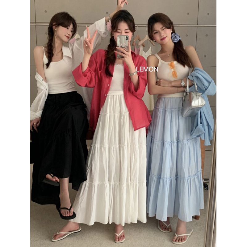 พร้อมส่ง|Dolly Skirt สีใหม่เข้าเพิ่มกระโปรงตัวยาว ดีเทลต่อชั้นๆ รูดเบาๆให้ดูหวานๆพริ้วๆ สาวอวบ ราคา ถูกที่สุด ดีลบีเคเค แกลเลอรีภาพที่ 9