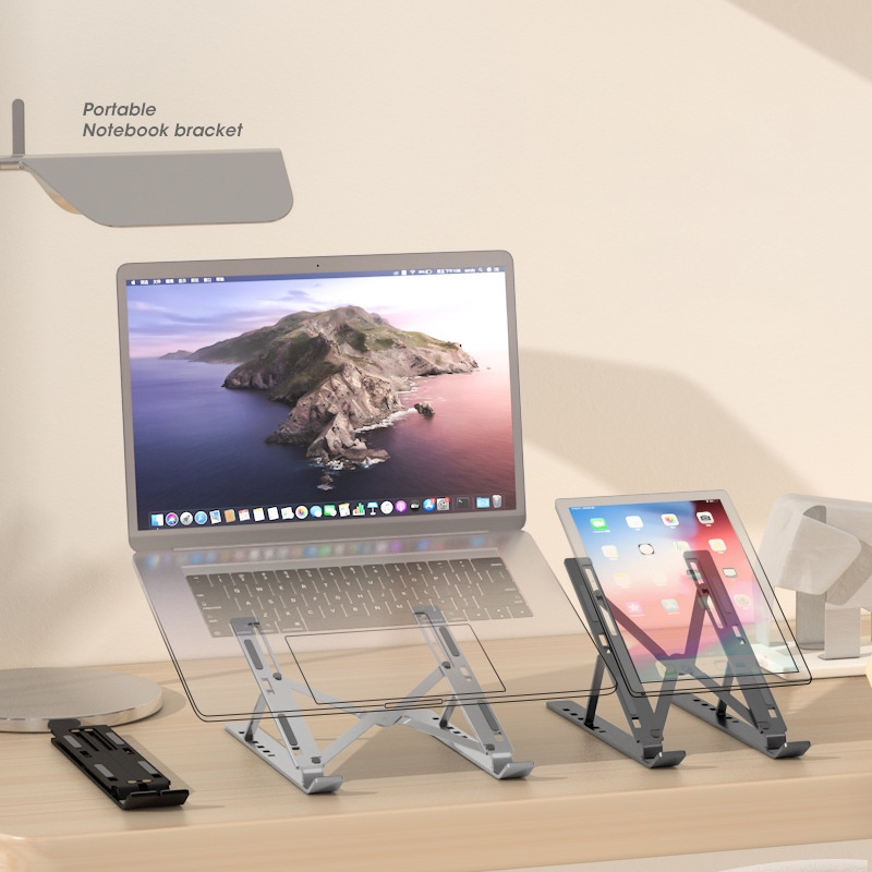 Laptop Stand อลูมิเนียม แท่นวางโน๊ตบุ๊คพับเก็บได้ ขาตั้ง แล็ปท็อป ขาตั้งโน๊ตบุ๊คพกพา Laptop Holder ที่วางคอมพิวเตอร์บนโต