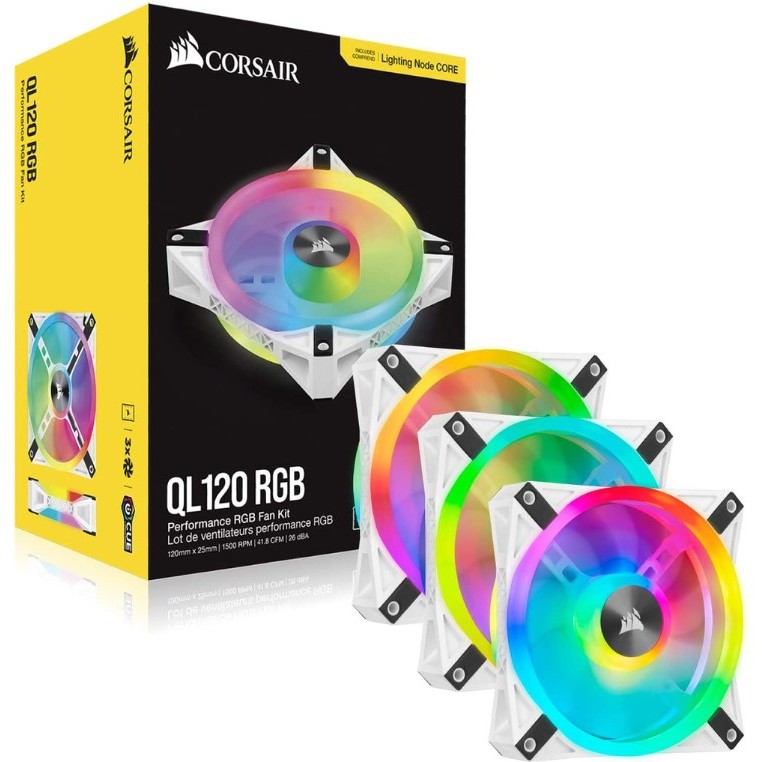CORSAIR iCUE QL120 RGB TRIPLE FAN KIT WITH LIGHTING NODE CORE 120MM