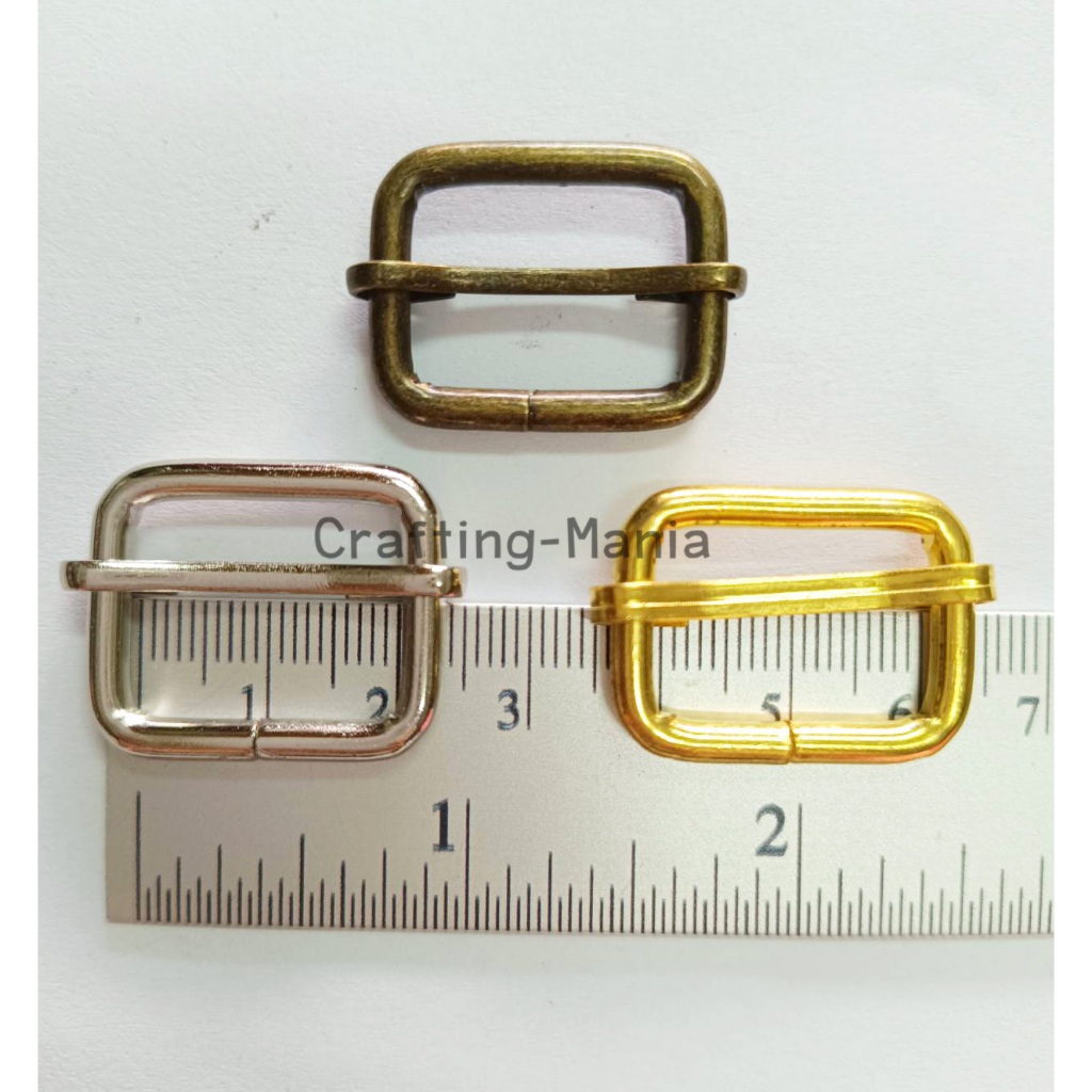 (แพคละ 10 ชิ้น)ตัวปรับสาย 0.6" (20 มิล) สีเงิน สีทอง สีเหลืองดำ ตัวเลื่อน