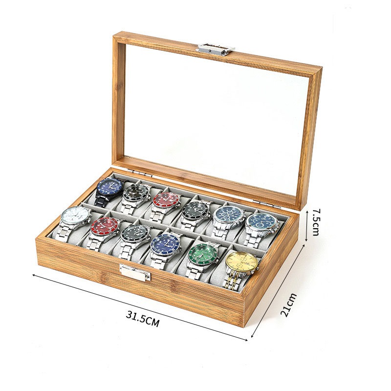 *พร้อมส่ง*กล่องนาฬิกา  3 6 10 12  เรือน(ไม้ไผ่+ในผ้าฟล็อค) กล่องใส่นาฬิกา Watch Box