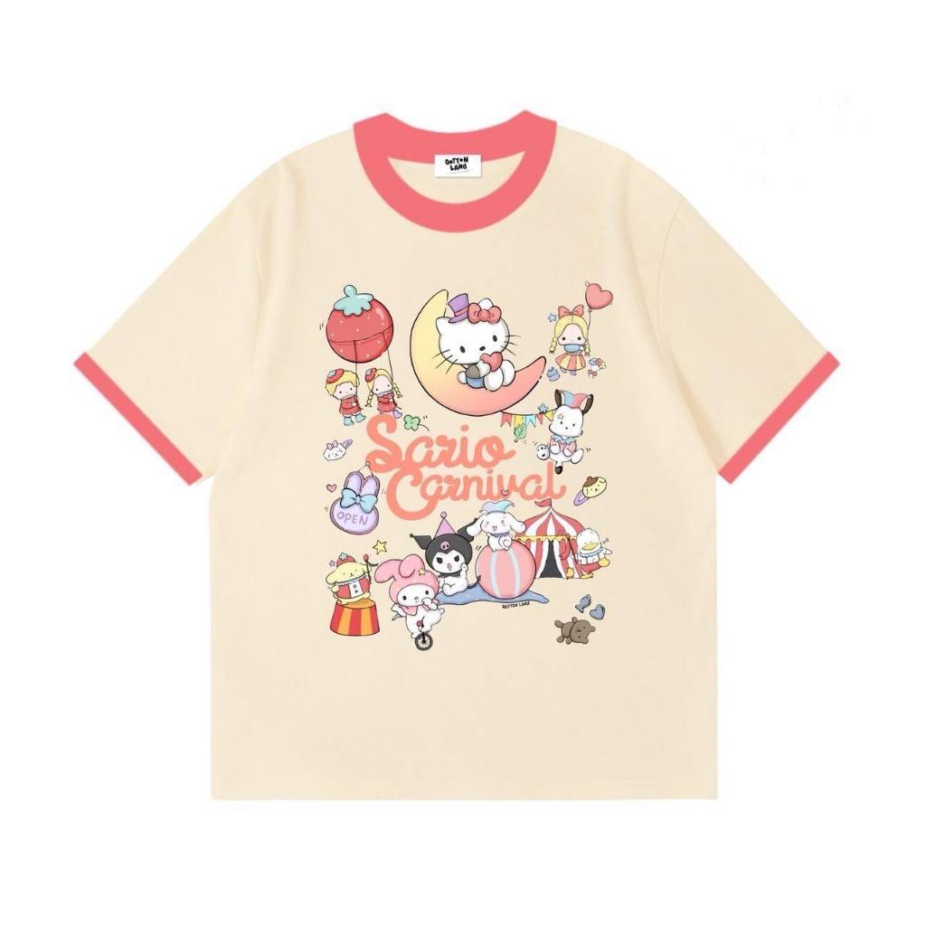 เสื้อยืดโอเวอร์ไซส์ ป้าย QOTTON LAND ลาย ซาริโอ