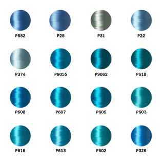 ไหมปัก GEM Embroidery Thread โทนฟ้า Blue ซักฟอกสีไม่ตก 3,000 เมตร Oeko-Tex Class 1