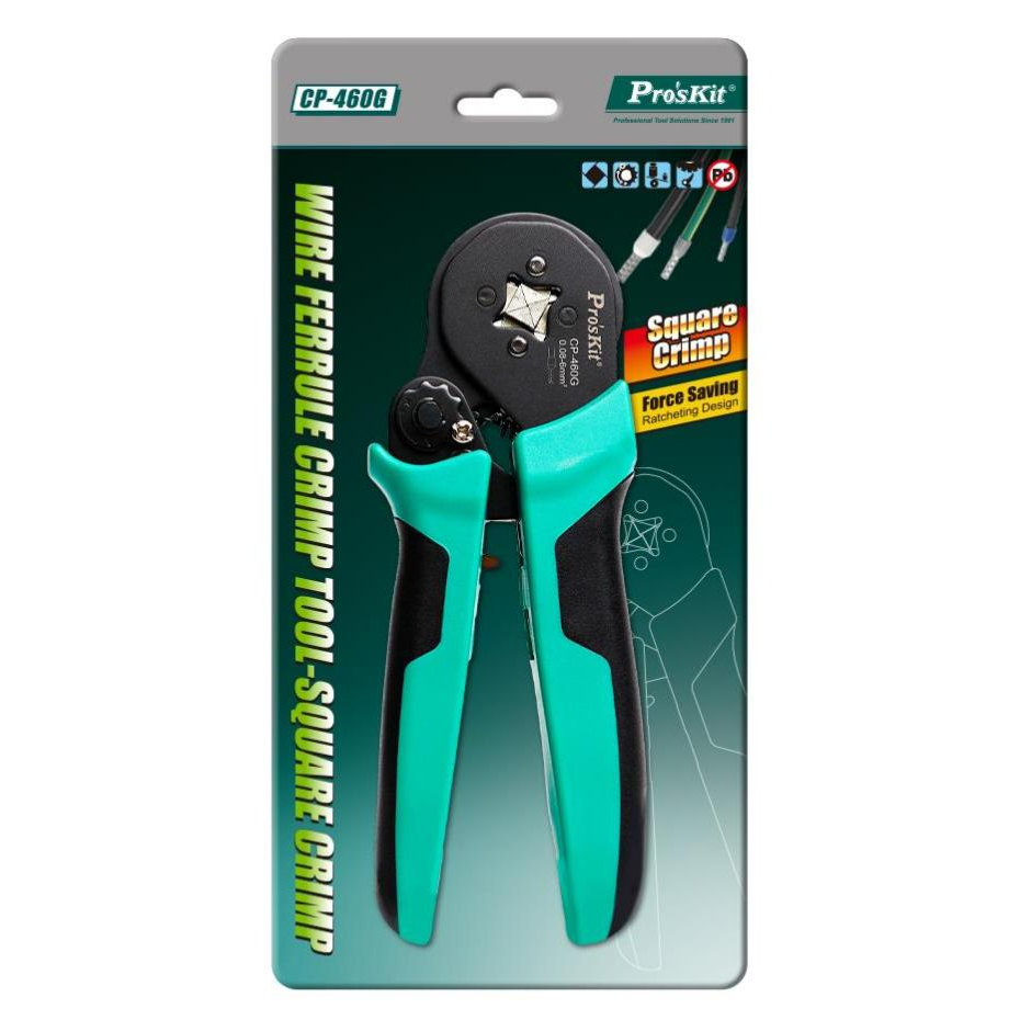 Pro'sKit  CP-460G คีมย้ำเทอร์มินอลแบบสี่เหลี่ยม 28-10 AWG Square Crimp คุณภาพดี [ onebanmor]