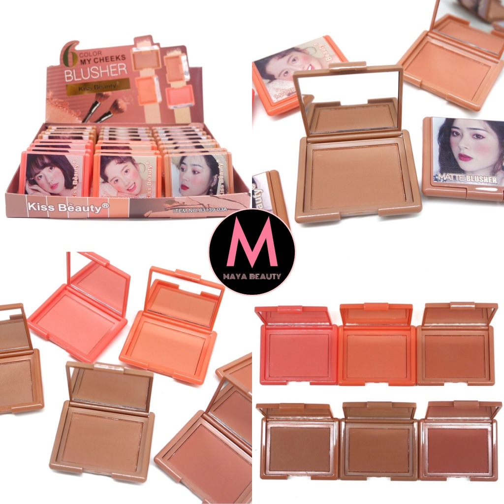 (ยกกล่อง) Kiss Beauty My Cheeks Blusher Palette พาเลทบลัชออน เนื้อแมทต์ สีสันเป็นธรรมชาติ 6สี