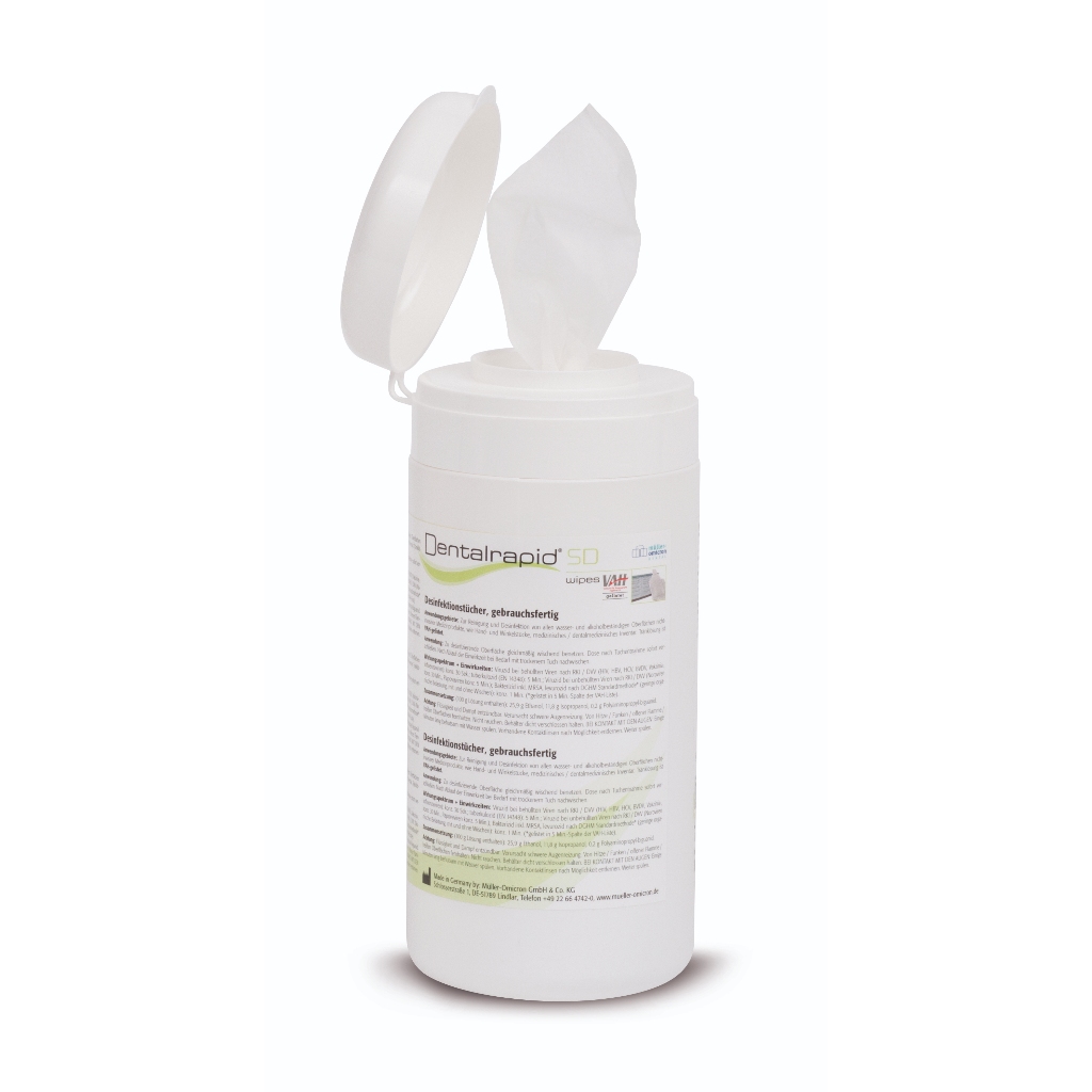 (สินค้าเยอรมัน) ผ้าเช็ดพื้นผิว ผ้าเช็ดฆ่าเชื้อ Dentalrapid SD 100แผ่น กลิ่นเลม่อน