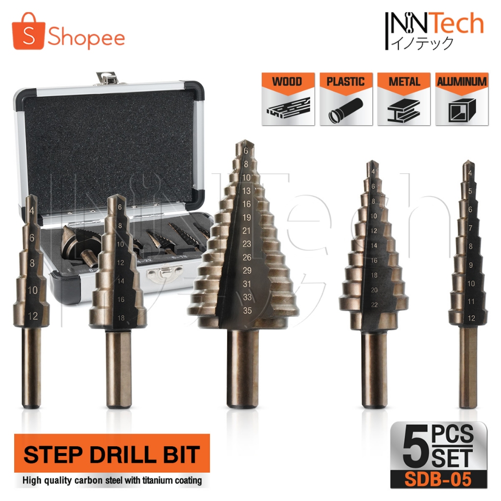 InnTech ดอกสว่านทรงเจดีย์ HSS ชุบไทเทเนียม Step Drill Bits ดอกสเต็ป เจาะ เหล็ก / ไม้ / พลาสติก / อลูมิเนียม