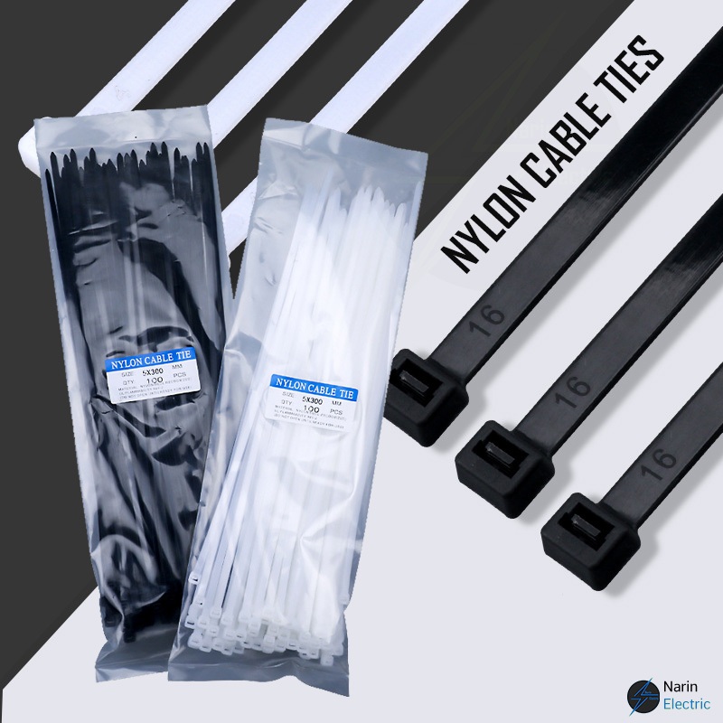 เคเบิ้ลไทร์ Cable Tie หนวดกุ้ง ไนล่อน PA66 4/6/8/10/12นิ้ว เกรด A+ สีขาว/ดำ สายรัดพลาสติก