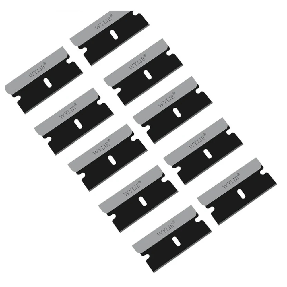 WYLIE WL-009 100PCSสีดำขอบเดี่ยวใบมีดทนทานSHARPมีดโกนสำหรับiPhoneกรอบกลางฝาครอบด้านหลังกระจกขูดpryเค