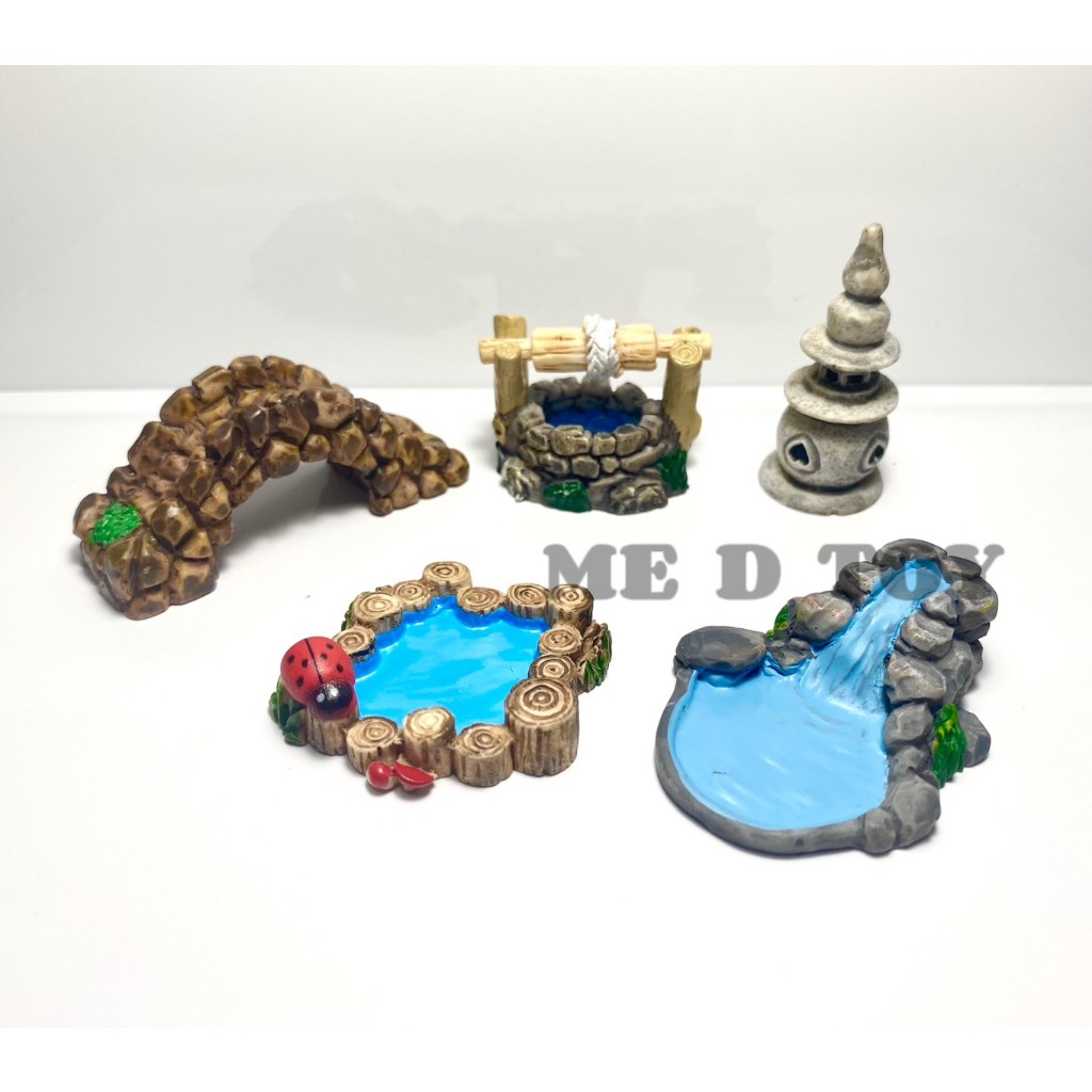 **พร้อมส่งจากไทย** โมเดลน้ำตก บ่อน้ำ สะพาน โมเดลของตกแต่ง