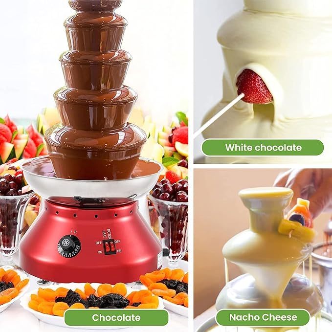 เครื่องทำน้ำพุช็อกโกแลตฟองดูว์ 5ชั้น 230W Chocolate Fountain เชิงพาณิชย์ งานเลี้ยง งานแต่ง