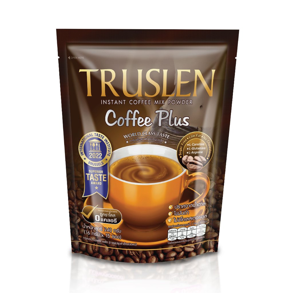 TRUSLEN COFFEE PLUS - กาแฟทรูสเลน คอฟฟี่ พลัส ( ถุง15 ซอง)(ซองสีน้ำตาล)