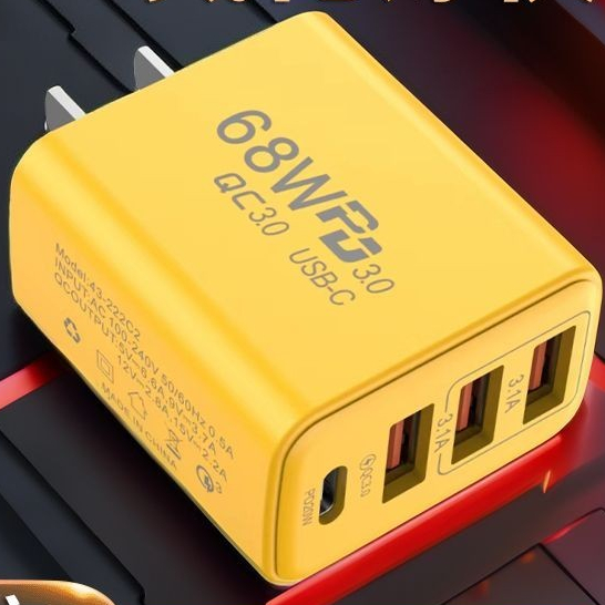 ♞หัวชาร์จโทรศัพท์มือถือ 68W PD20W ชาร์จเร็ว usb หลายซ็อกเก็ต