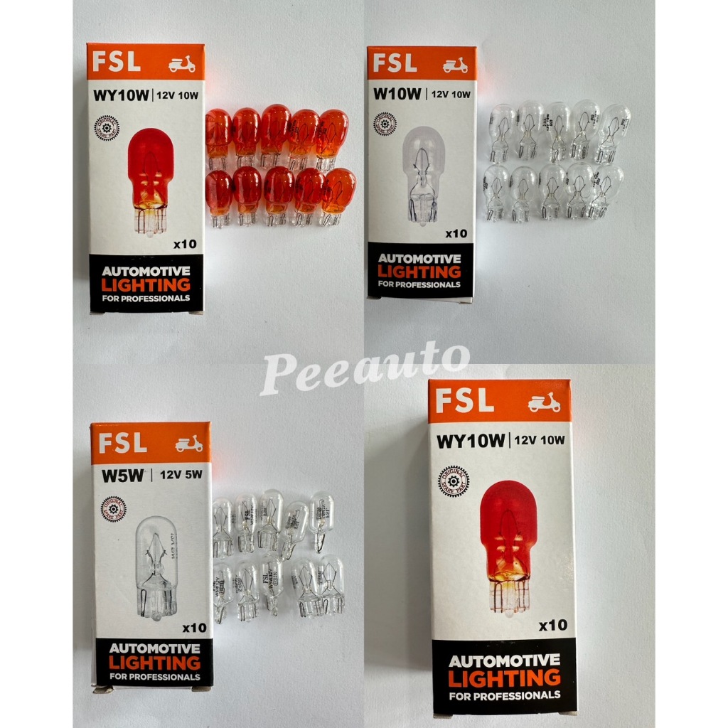 หลอดไฟเลี้ยวรถมอเตอร์ไซค์ เสียบหัวโต 12V 10W หลอดไฟไมล์ สีส้ม สีใส รถมอเตอร์ไซค์ 1กล่อง10หลอด