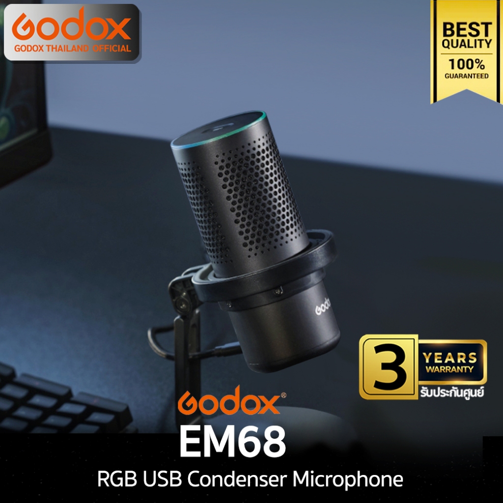 Godox Microphone EM68 RGB USB Condenser Microphone สำหรับ Live streame, Video - รับประกันศูนย์ Godox Thailand 3ปี