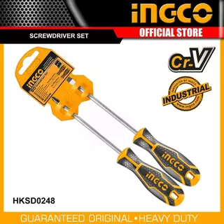 INGCO ชุดไขควง 2ชิ้น พร้อมที่แขวน ปากแฉกและปากแบน ปลายแม่เหล็ก รุ่น HKSD0248 (2 Pcs screwdriver set)