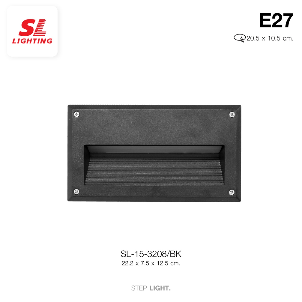 SL LIGHTING | Step Light โคมไฟสำหรับติดขั้นบันได สีดำ ขั้ว E27 รุ่น SL-15-3208/BK ขั้วE27