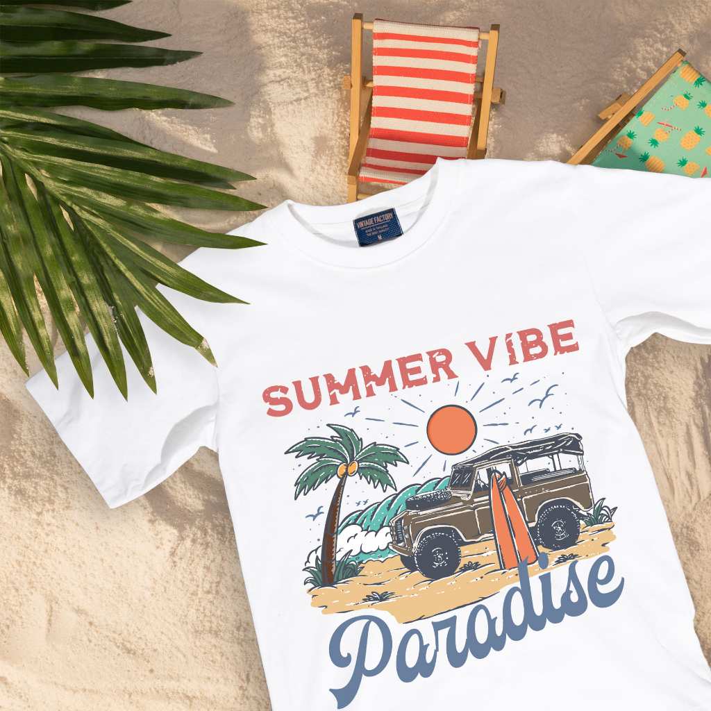 (พร้อมส่ง) เสื้อยืด SUMMER VIBE - ผ้า Cotton100%