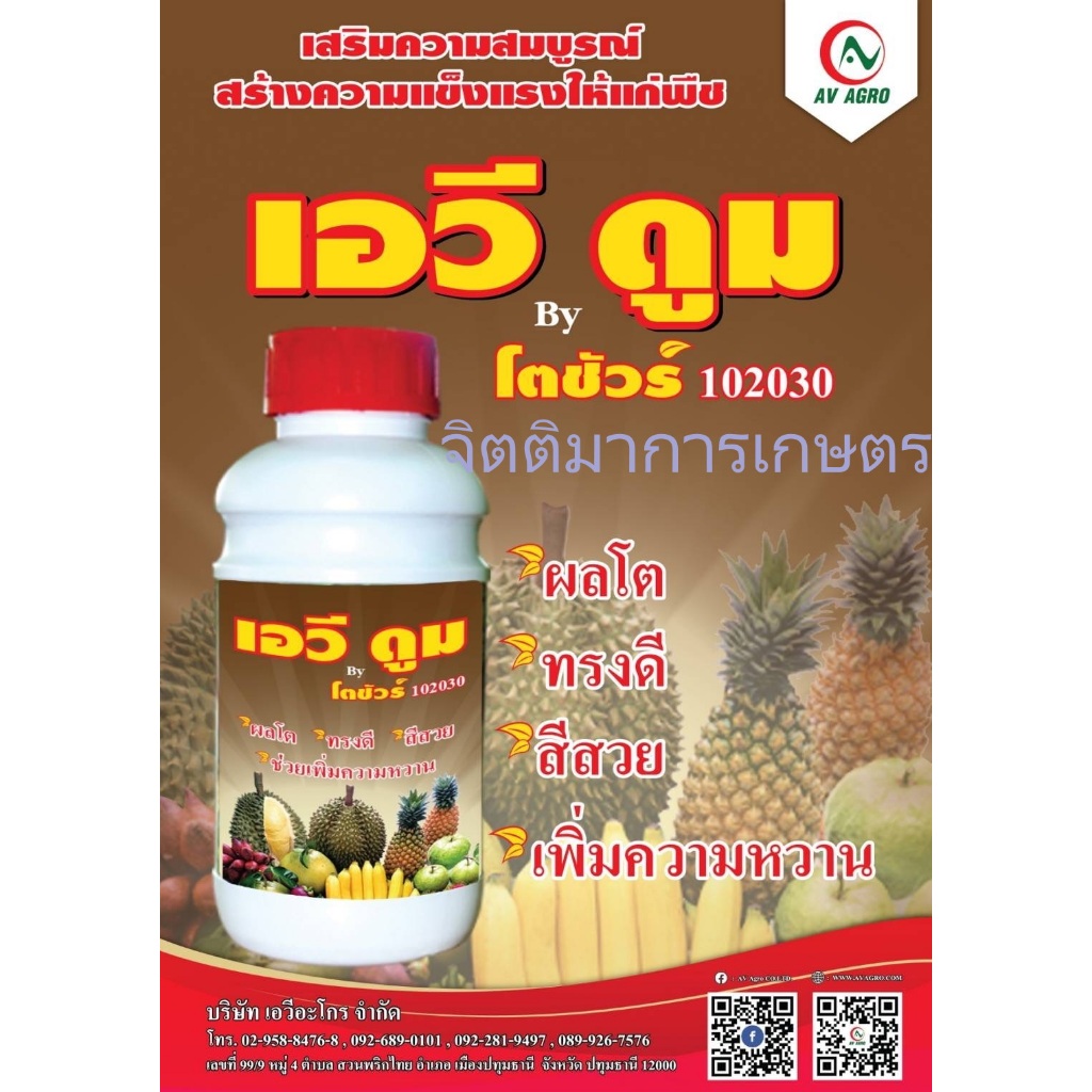 อาหารเสริมพืช เอวี ดูม 1ลิตร ช่วยในการดูดซึมธาตุอาหาร ช่วยในการออกดอก ช่วยในการติดผล ขยายขนาดผล ตรา เอวี อะโกร ราคา ถูกที่สุด ดีลบีเคเค แกลเลอรีภาพที่ 3