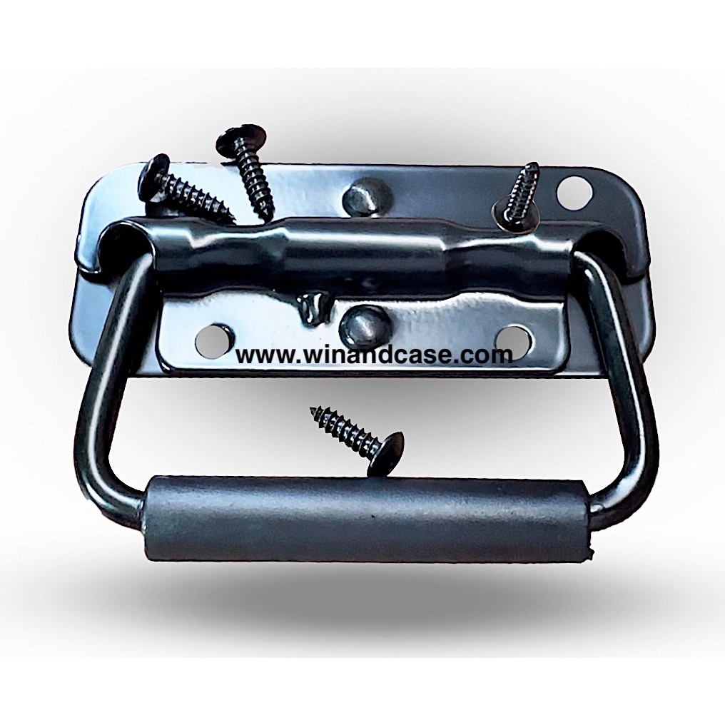 มือจับ มือจับสปริงเปลือยเล็กชุบดำ+สกรู 8x5/8นิ้ว 4 ตัวต่อมือจับ 1ตัว หูหิ้ว มือจับลำโพงบูลทูธ อุปกรณ์แร็ค