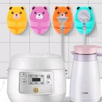 ***พร้อมส่ง***ที่เก็บสายไฟ ที่แขวนปลั๊ก ตะขอแขวนปลั๊กไฟ แบบติดผนัง ลายน้องหมี พร้อมกาวติด ติดตั้งง่าย ไม่ต้องเจาะผนัง