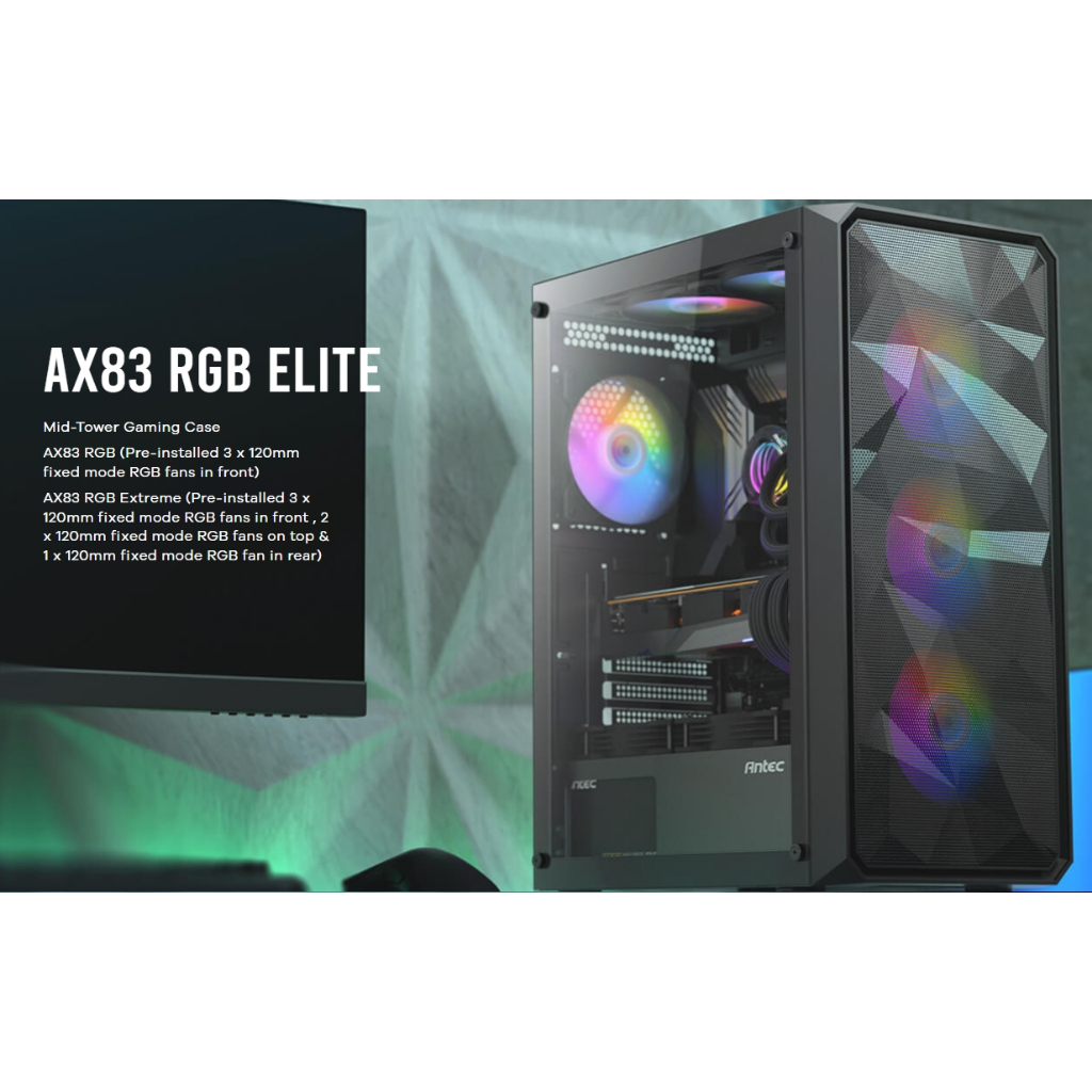 CASE (เคสคอมพิวเตอร์) Antec AX83 RGB EXTREME การระบายความร้อนที่ยอดเยี่ยม - 1 YEAR
