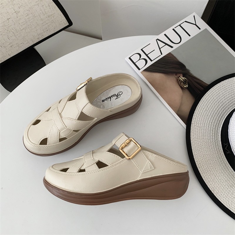 SUNBALEE 🧸 FA-430 รองเท้าแบบสวมสีพื้น รองเท้าสไตล์เกาหลี เปิดส้น พื้นนิ่ม ใส่สบาย
