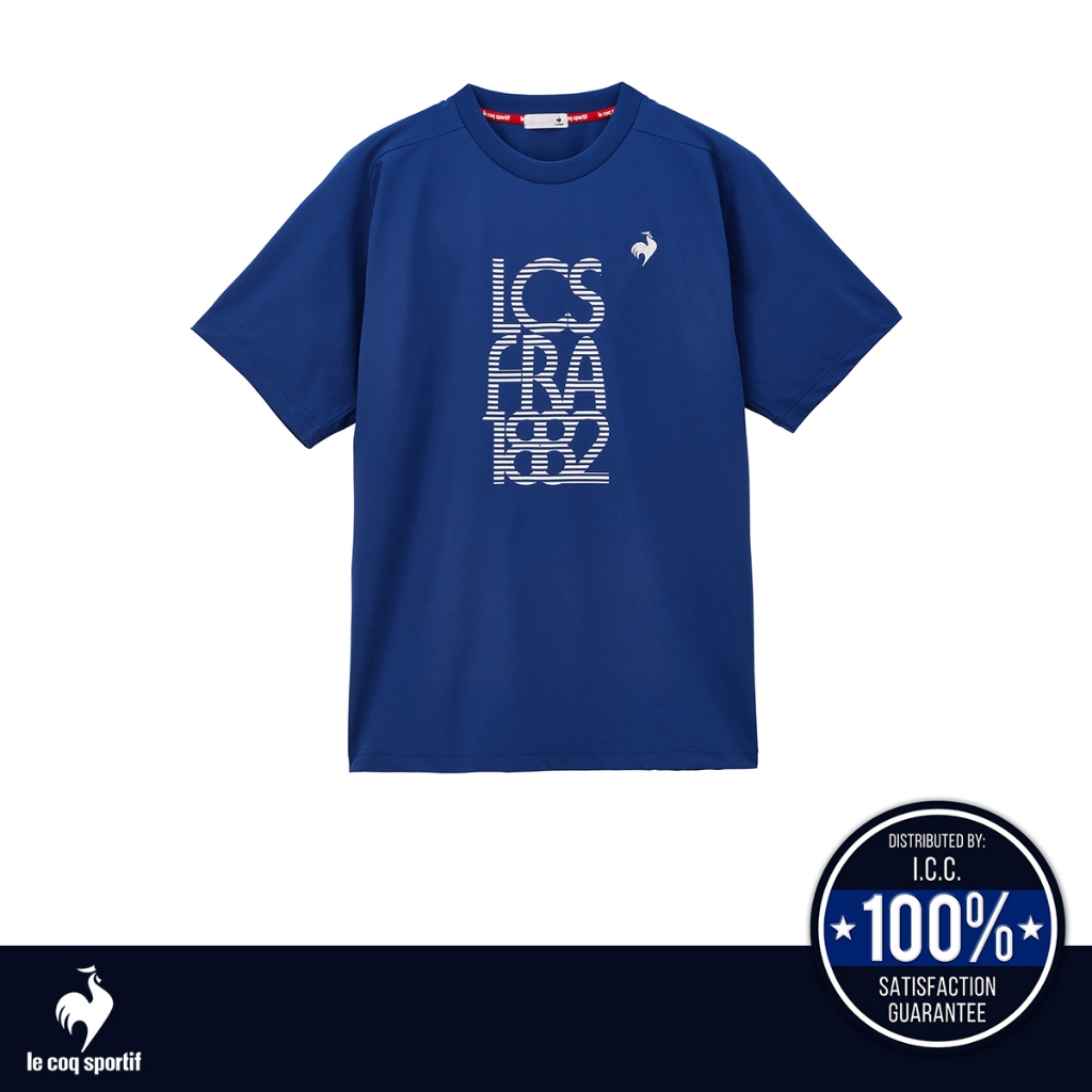 le coq sportif เสื้อเทรนนิ่ง ออกกำลังกาย ผู้ชาย สีฟ้า (T-shirt, เสื้อยืด, เสื้อออกกำลังกาย, lecoq)