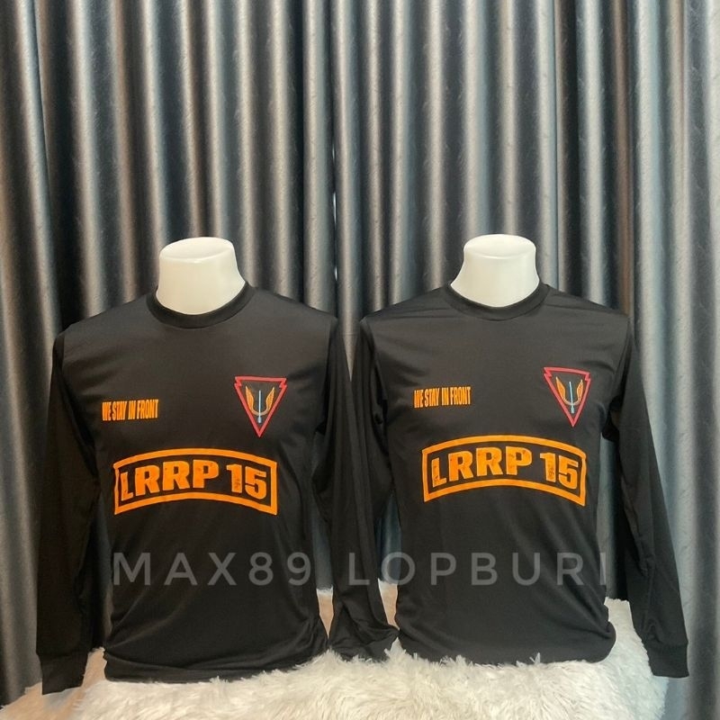 เสื้อยืดทหาร LRRP 15 แขนยาว คอกลม สีดำ สกรีนหน้า ไม่มีสกรีนหลัง