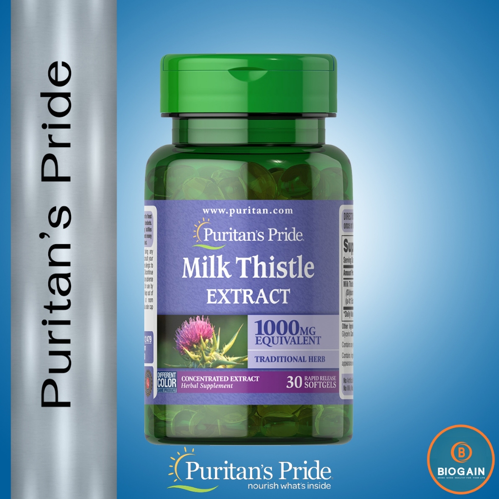 Puritan's Pride Milk Thistle 1000 mg 4:1 Extract (Silymarin) / 30 Softgels