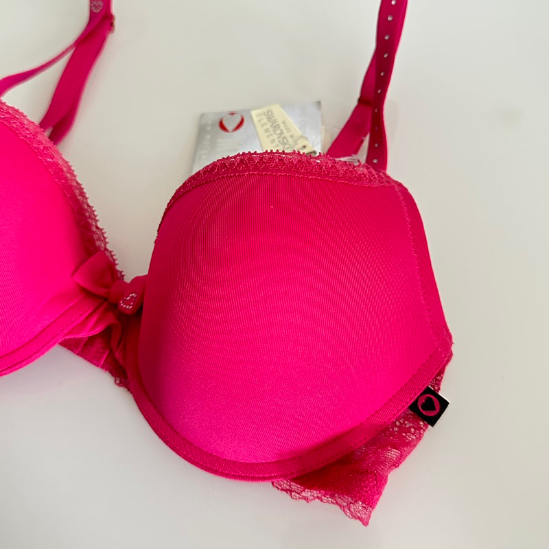 ชุดชั้นใน Morgan ลายลูกไม้ สีชมพู ของแท้ ไซส์70C. Morgan Sexy pink Bra Size70C. License100%