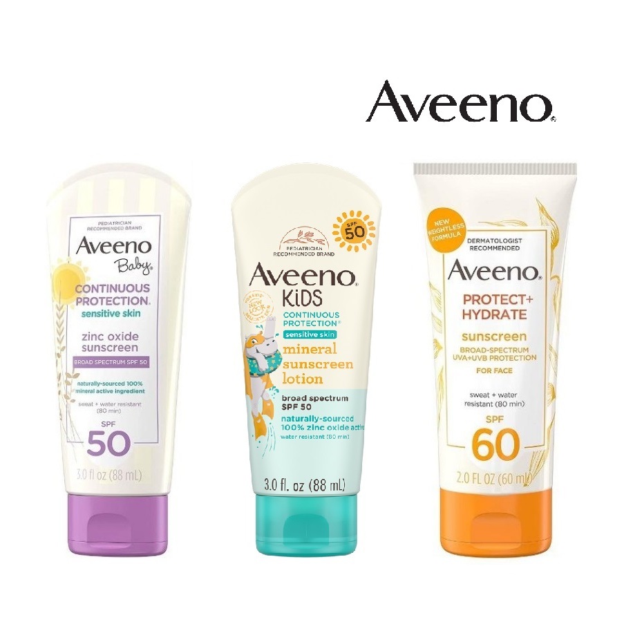 พร้อมส่ง Aveeno, Sunscreen, Sensitive Skin, For Face,  SPF 60, For Kids, For Baby SPF 50